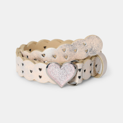 حزام مخرّم بأشكال قلب ومزين بالترتر، باللون الوردي للفتيات